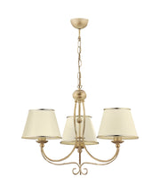 Lampadario retro oro 3 luci paralumi ecru E27 Laura Jupiter