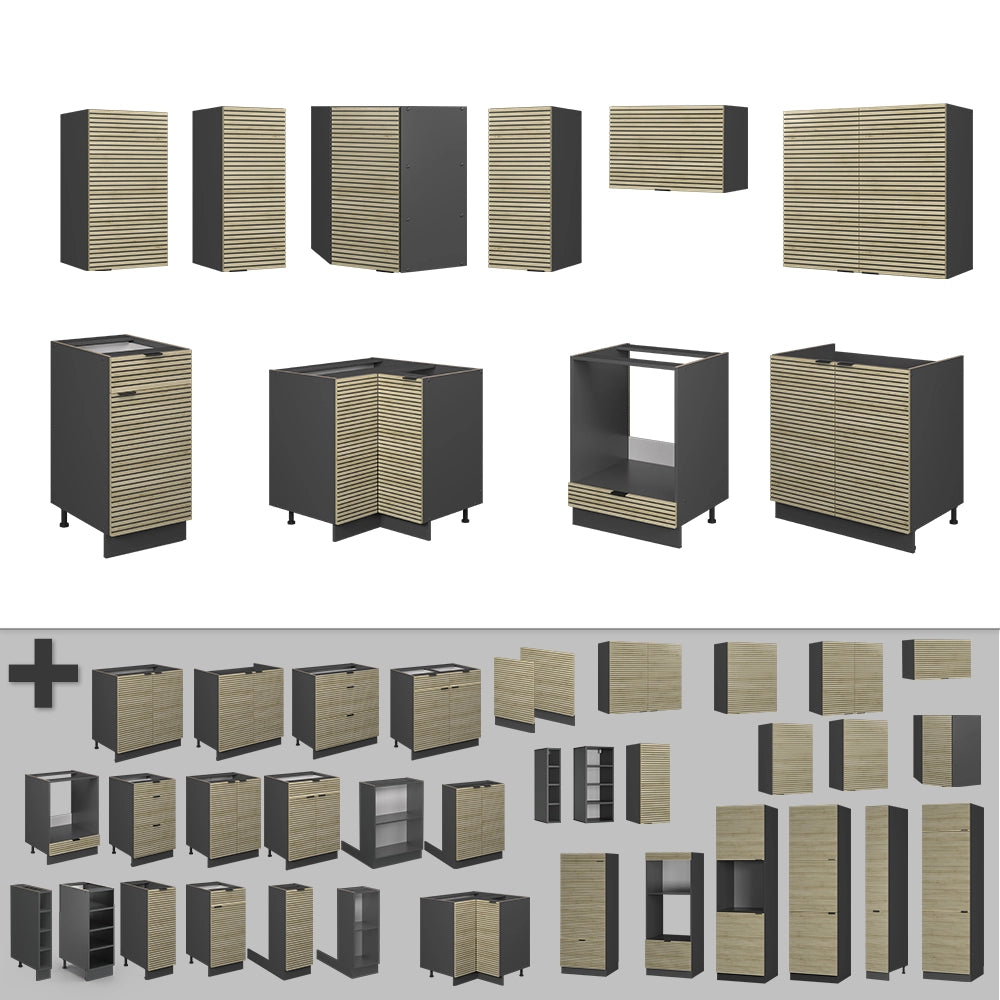 Vicco Cucina angolare completa Pannello in rovere/antracite 160 x 190 cm , PL Marmo