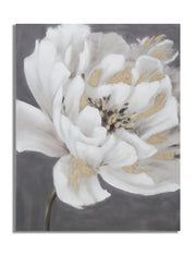 DIPINTO SU TELA WHITE/GOLD FLOWER CM  80X3,7X100