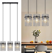 Lampada a sospensione ZMH vintage a 3 fiamme in vetro nero E27 (senza lampadina)