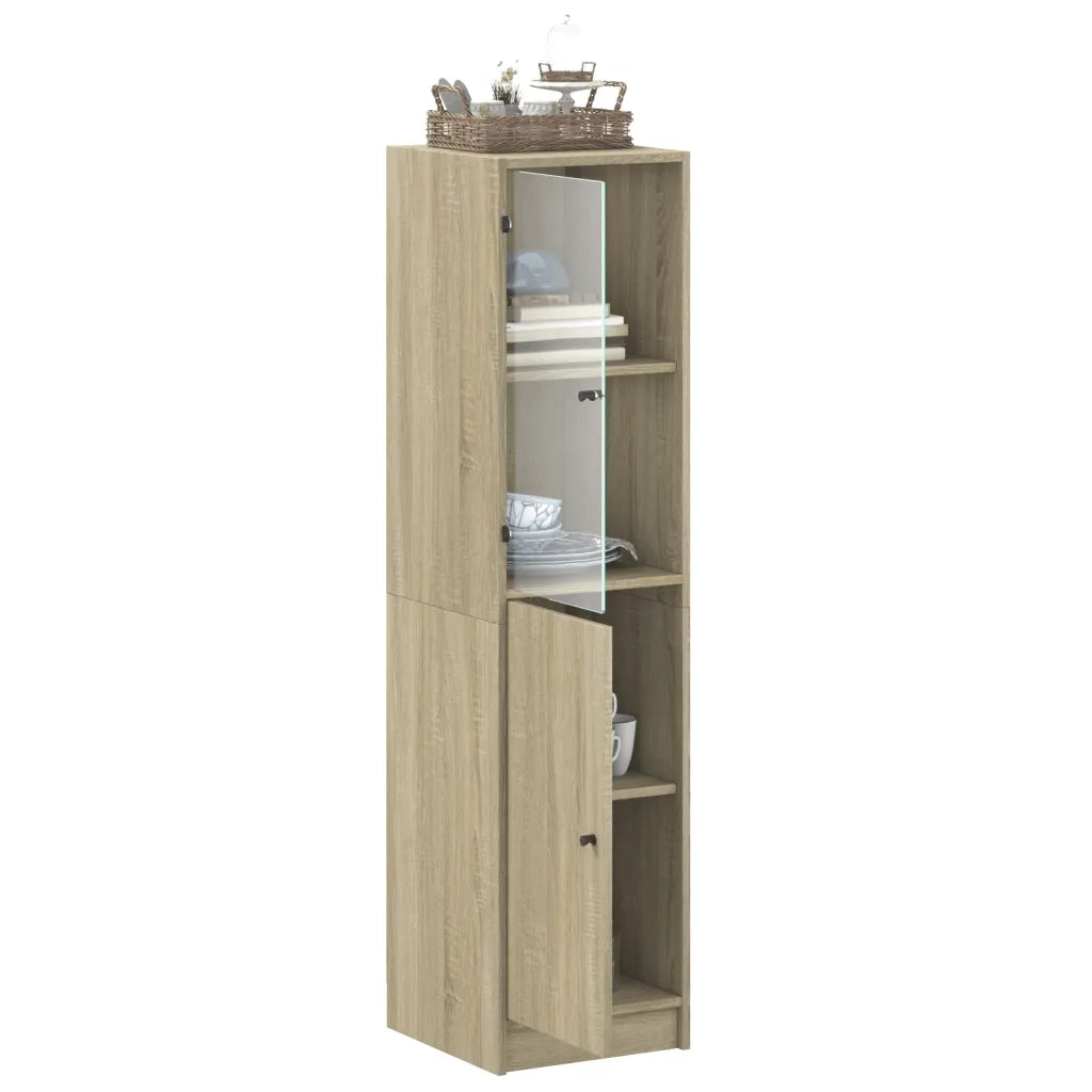 Credenza con Anta-Buffet-Armadio da cucina in Vetro Rovere Sonoma 35x37x142 cm