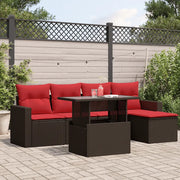 Set Divani da Giardino 6 pz con Cuscini Marrone in Polyrattan 3267244