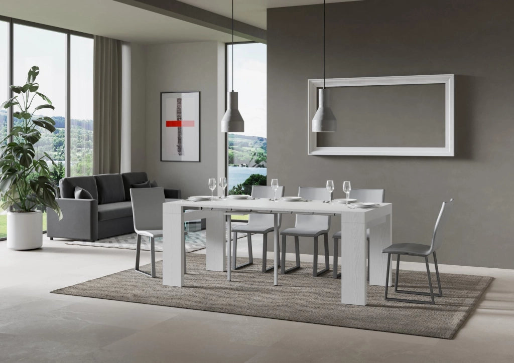 Consolle Allungabile 90-196x42x77 cm in Nobilitato Bianco
