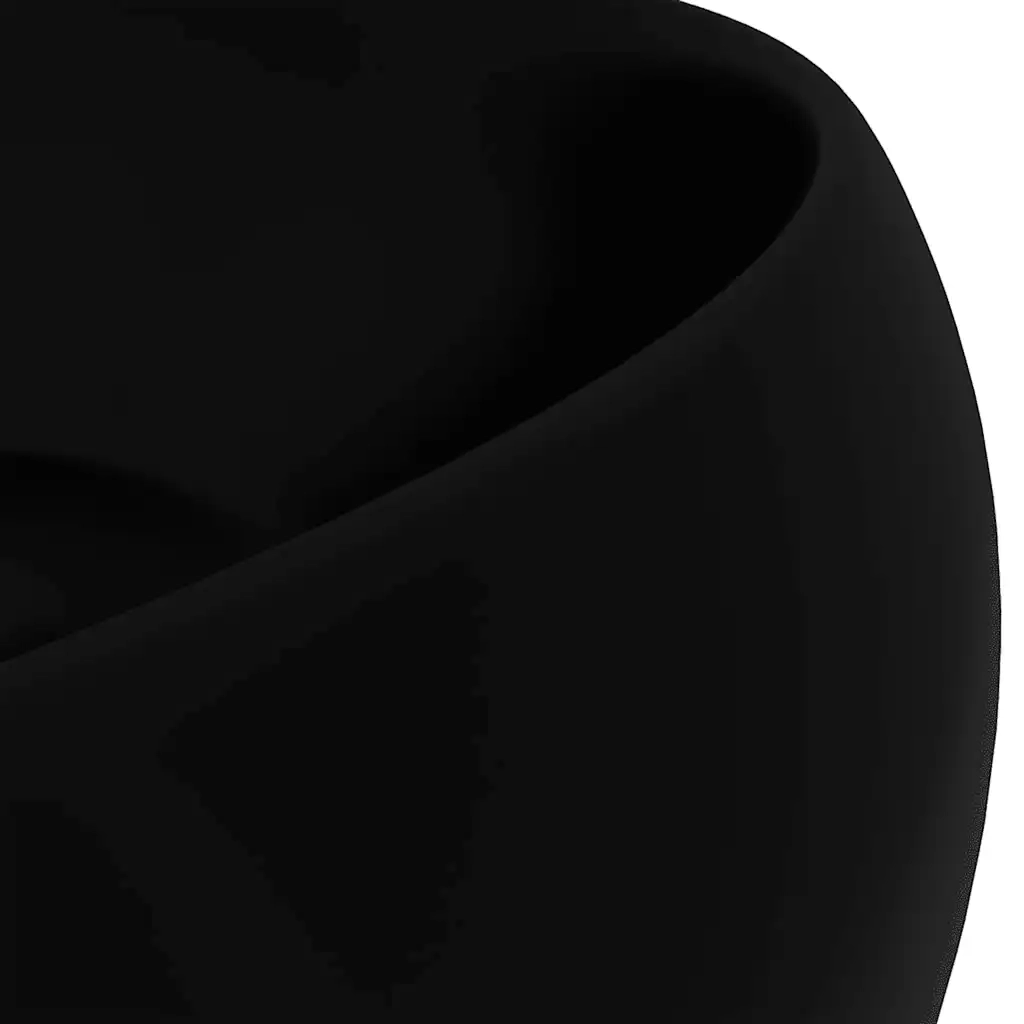 Lavandino Lusso Rotondo Nero Opaco 40x15 cm in Ceramica 147008