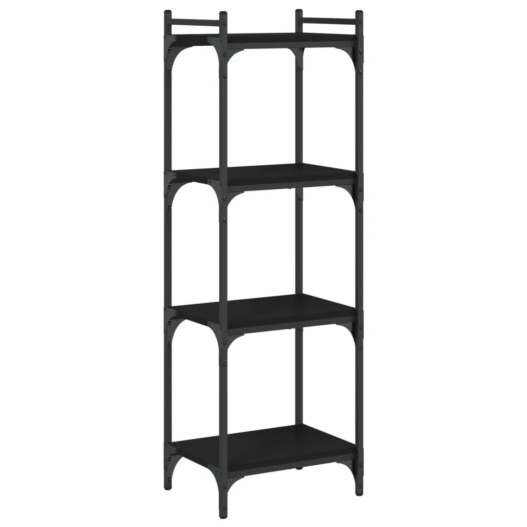 Libreria a 4 Ripiani-Scaffale per Libri-Mobile di Stoccaggio Nera 40x30x120 cm in Legno Multistrato