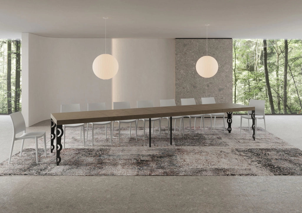 Tavolo allungabile 200/460x90 cm Karamay Premium tortora gambe antracite