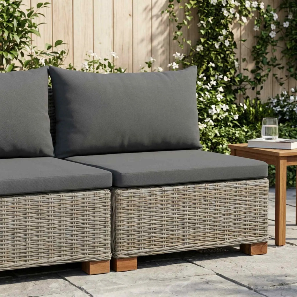 Divano Medio con Cuscini GENDT Rattan naturale Grigio Kubu 42034389