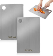 Set di taglieri in acciaio inossidabile a doppia faccia - 2 pezzi - Facili da pulire e igienici - Dimensioni 24 x 15 cm - Resistente alle abrasioni