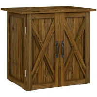 Casetta da Giardino in Legno a 2 Ante con Maniglie in Stile Country, 77x55x72 cm, Marrone