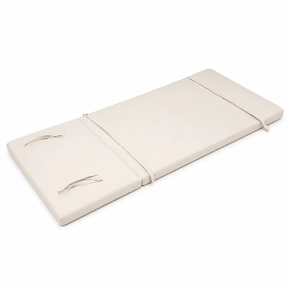 Cuscino per lettino da esterno 193x84 cm con schienale reclinabile e velcro in poliestere – Avorio