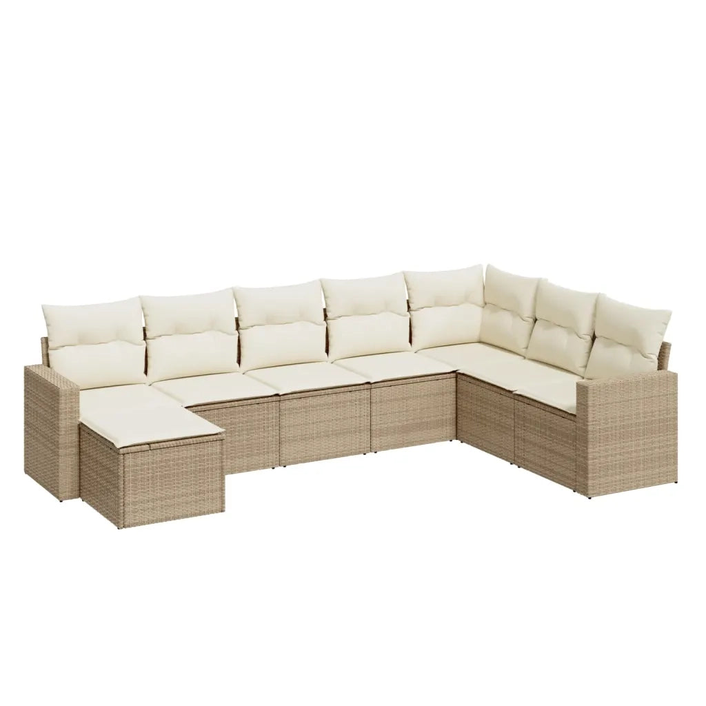 Set Divano da Giardino 8 pz con Cuscini Beige in Polyrattan 3251695