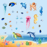 Sticker per parete 3D - Immersione subacquea - Set da 4 - Vinile - 20 x 30 cm