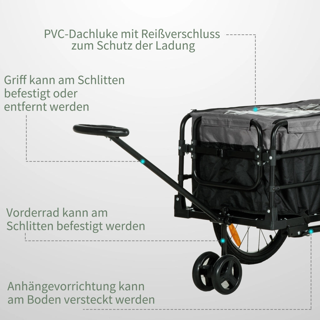 Carrello da giardino pieghevole ¨C Xylo ¨C acciaio nero e grigio 130x64x103 cm