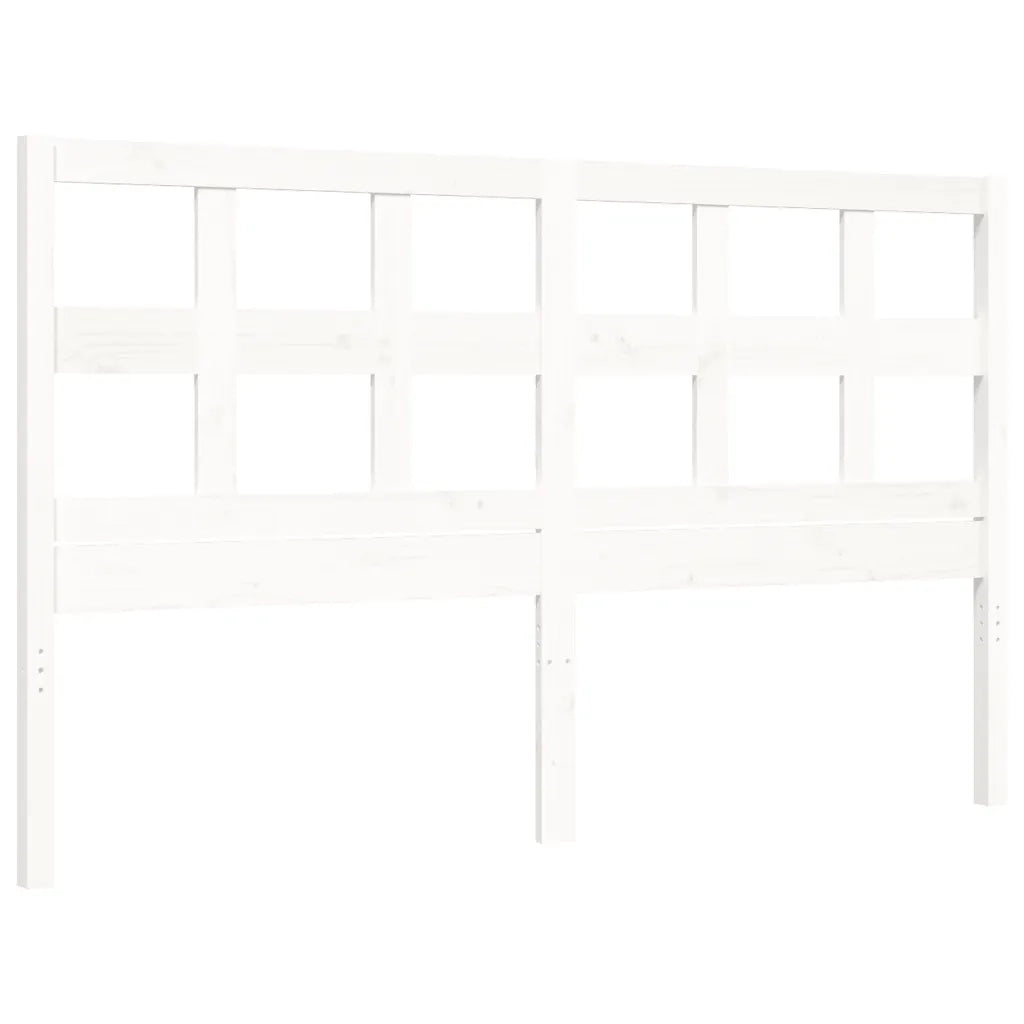 Giroletto con Testiera-Struttura Letto con testiera Bianco 160x200 cm Legno Massello 855025