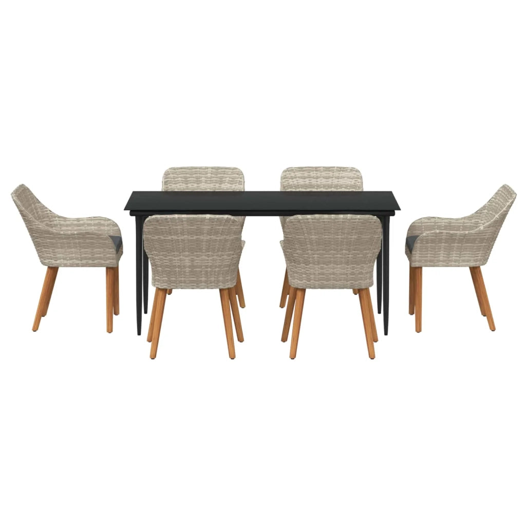 Set da Pranzo per Giardino 7 pcs Grigio chiaro polyrattan