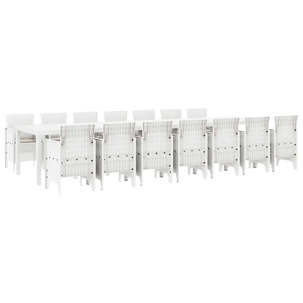 Set da pranzo da giardino con cuscini 15 pcs Bianco PP