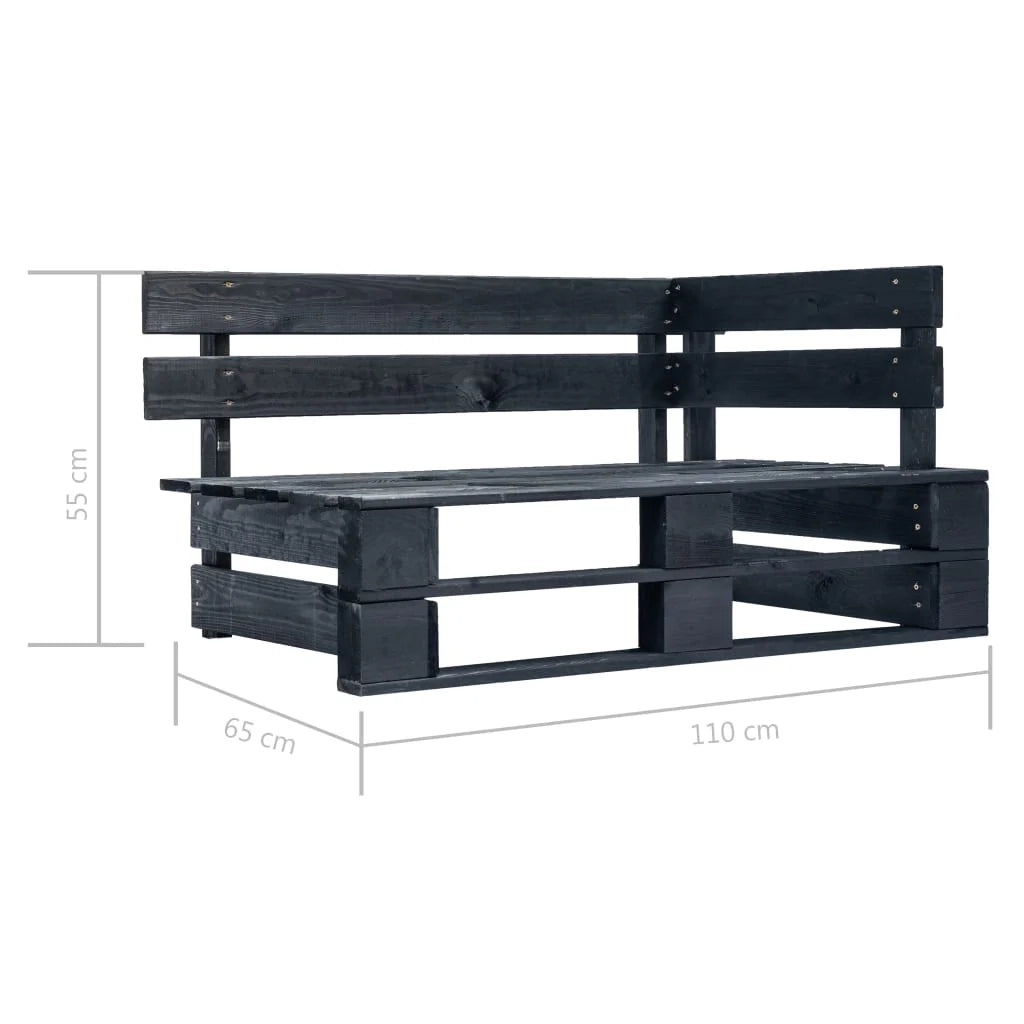 Panca da giardino mobili da esterno per patio terrazza angolare pallet da giardino 110 x 65 x 55 cm legno nero 02_0011135