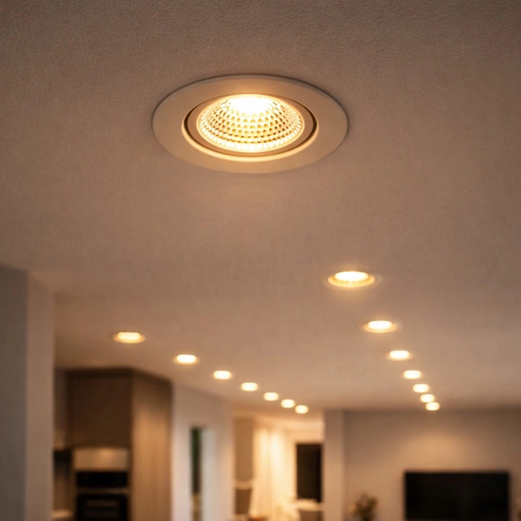 Kit 10 Faretti LED COB bianchi luce calda 3000k da Incasso a soffitto 3W Orientabili, Foro 45mm Ø52mm, Fascio 30°, Driver 220-240V incluso, IP20