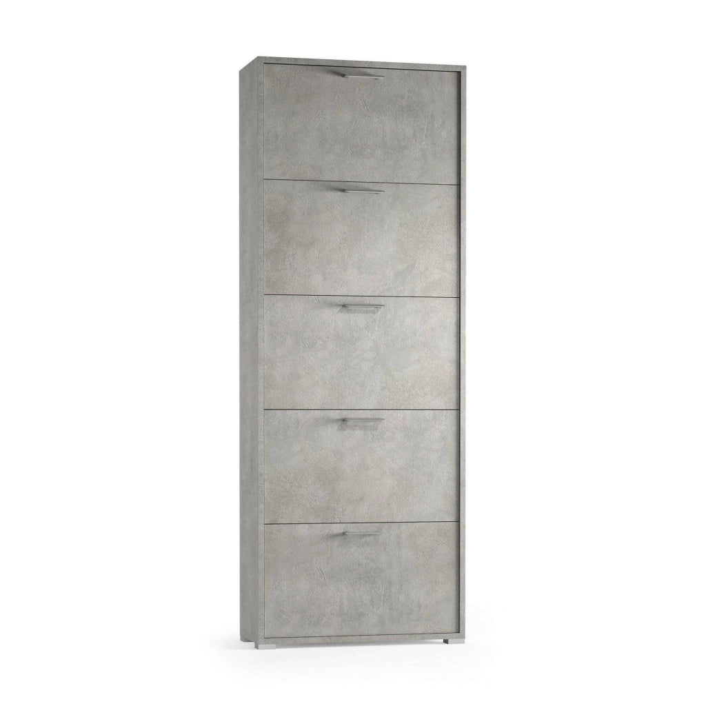 Mobile Portascarpe Anina, Scarpiera 30 Paia Made in Italy, 67x28x183h cm Grigio Cemento