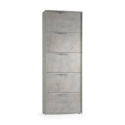 Mobile Portascarpe Anina, Scarpiera 30 Paia Made in Italy, 67x28x183h cm Grigio Cemento