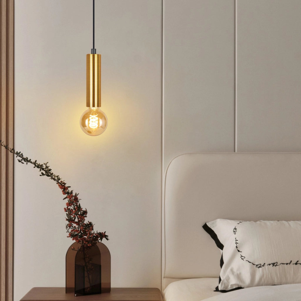 Lampada a sospensione ZMH per sala da pranzo 1 fiamma E27 oro Lampada a sospensione in metallo per camera da letto