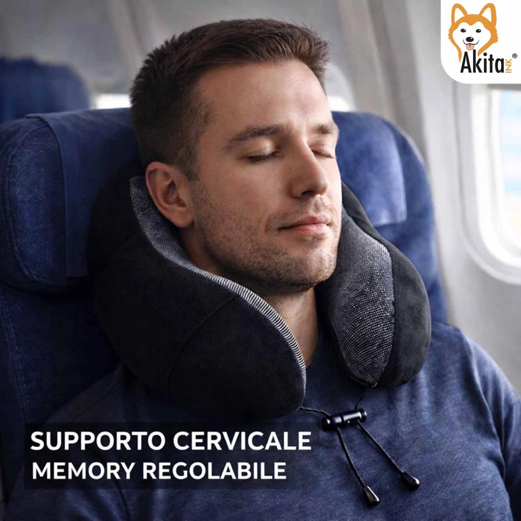 Akitaink Cuscino Viaggio Memory Foam Regolabile