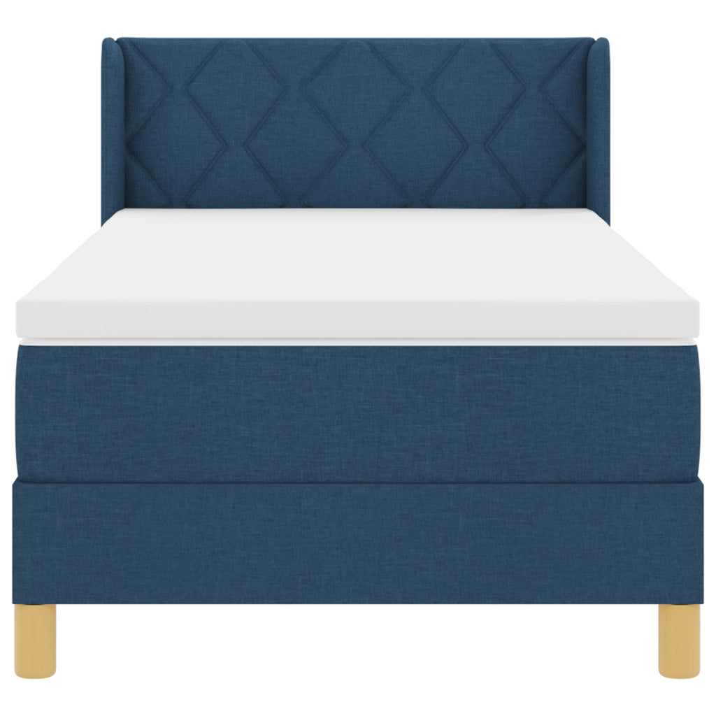 Letto con Box Spring e Materasso Blu 100x200 cm Tessuto