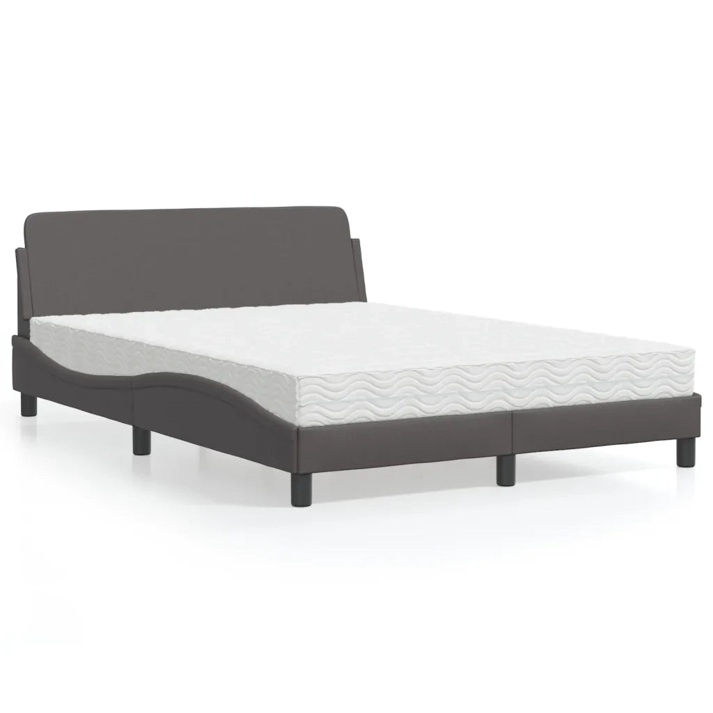 Letto con Materasso Dover Grigio 140x190 cm in Similpelle
