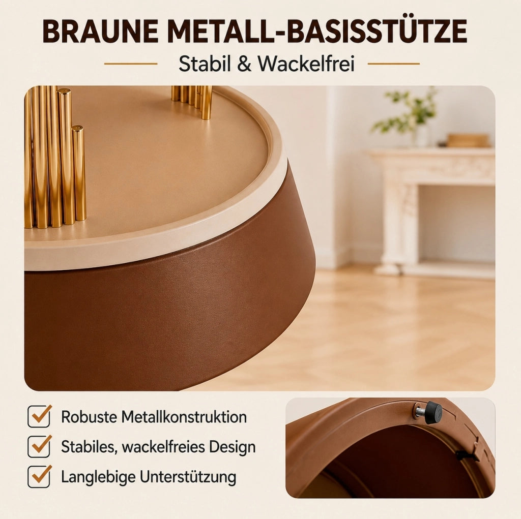 Set di 2 tavolini da caffè nesting con piano in vetro temperato e struttura in metallo marrone