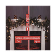 Trade Shop - Ghirlanda Natalizia Per Casa Camino Albero Natale 20 Luci E 16 Sfere Vari Colori -