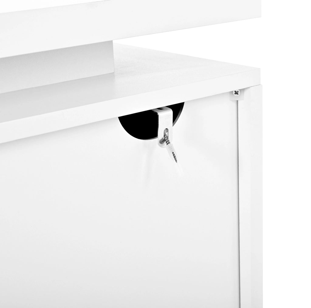 Credenza con illuminazione LED; 1 cassetto e 4 ante; 140x40x80 cm; bianca