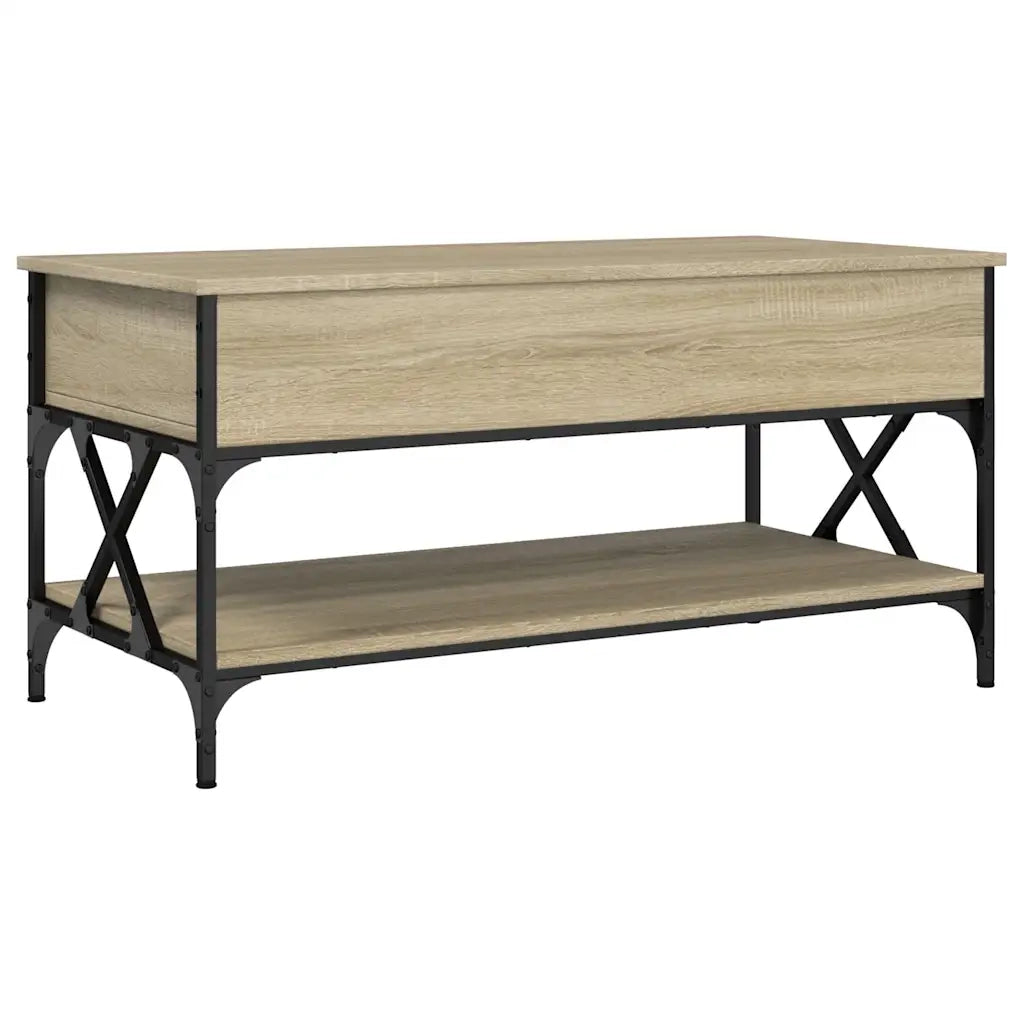 Tavolino Salotto Rovere Sonoma 100x50x50 cm Multistrato Metallo 845357