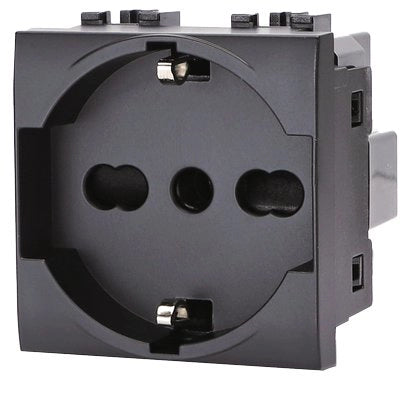 PRESA SCHUKO + SICUREZZA ABL - NERO VOLT 250 A 10/16 2P+T- 8 pezzi