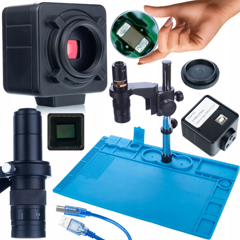 Set Microscopio Digitale Earth Pro MCEP-0.5X + Camera Crux PRO KMCP-HDMI-USB 5MP + Tappetino Silicone 480x320mm – Alta