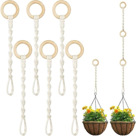 Estensione per piante in macramé - Corda in cotone per estendere lampada da terra per piante - Compatta per tenere fissa la ciotola per piante - 30