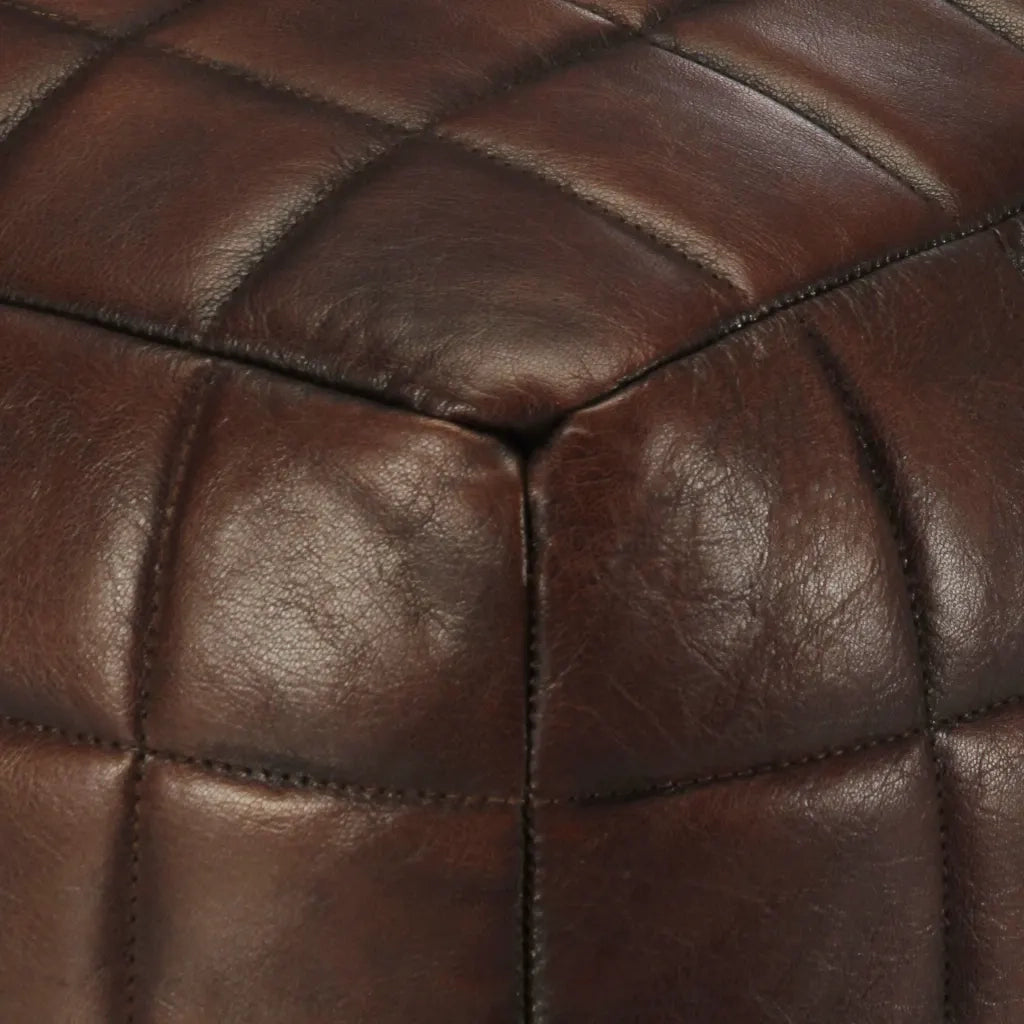 Pouf Marrone Scuro 40x40x40 cm in Vera Pelle di Capra