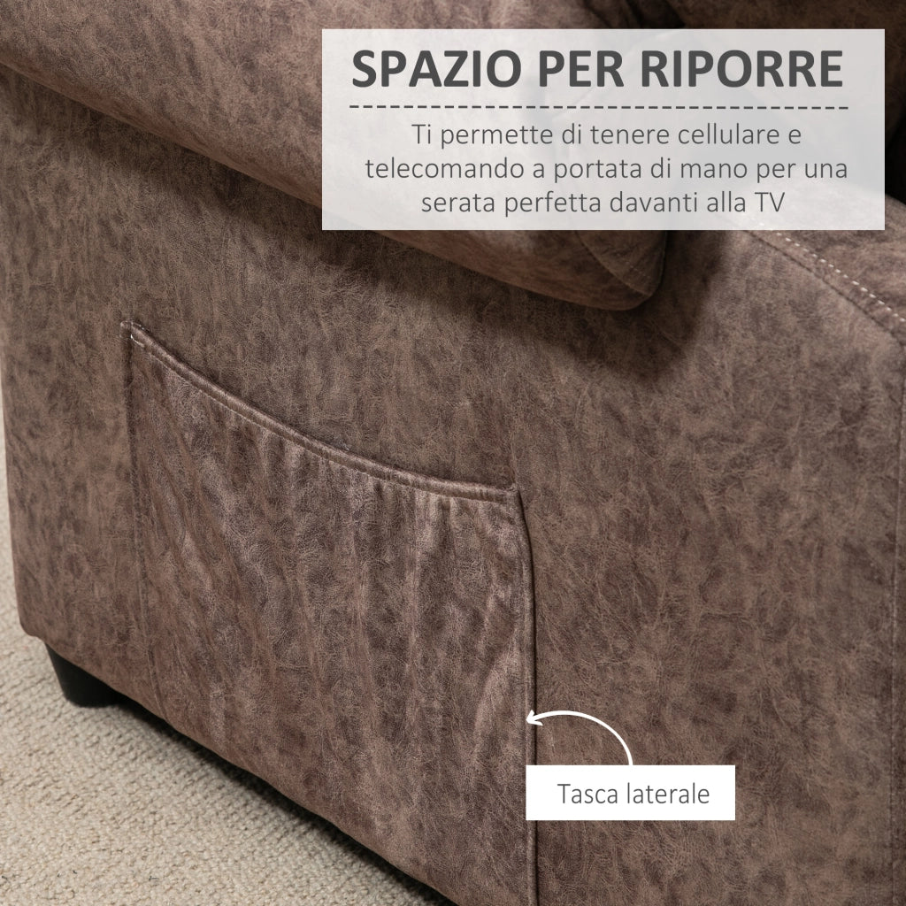 EasyComfort Poltrona Relax Reclinabile Manualmente in Tessuto con Imbottitura Extra, Marrone