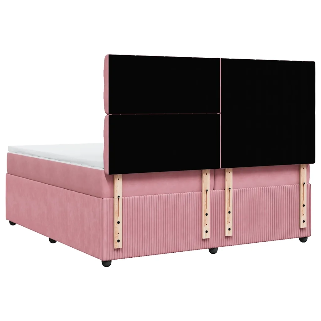 Giroletto a Molle con Materasso Rosa 200x200 cm in Velluto 3292441