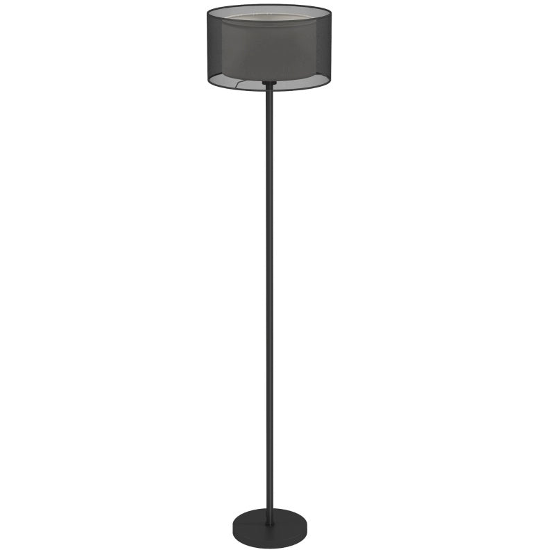 Lampada da terra ULEVR ?33x152,5 cm con paralume in tessuto bicolore e interruttore a pedale, nera
