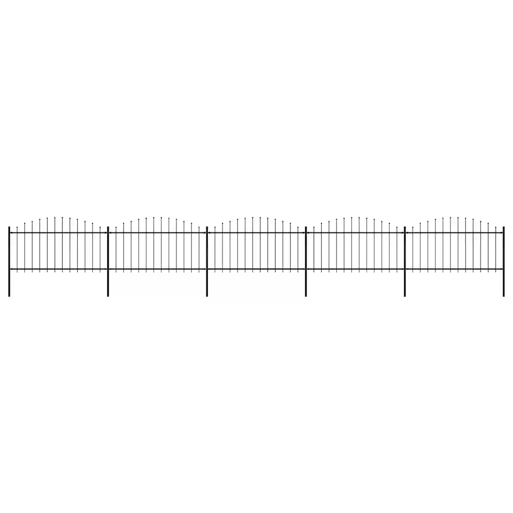 Recinzione Giardino Punta a Lancia (1,25-1,5)x8,5m Acciaio Nera cod mxl 12120