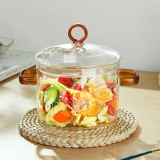 Pentole in vetro trasparente 15L - Resistente al calore - Per pasta, zuppa, muesli e frutta