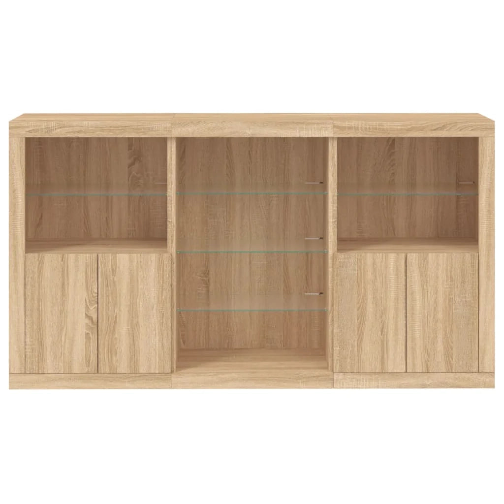 Buffet credenza cassettiera armadio mobile contenitore organizer per cucina soggiorno salotto con luci LED rovere Sonoma 181,5 x 37 x 100 cm marrone 02_0029947