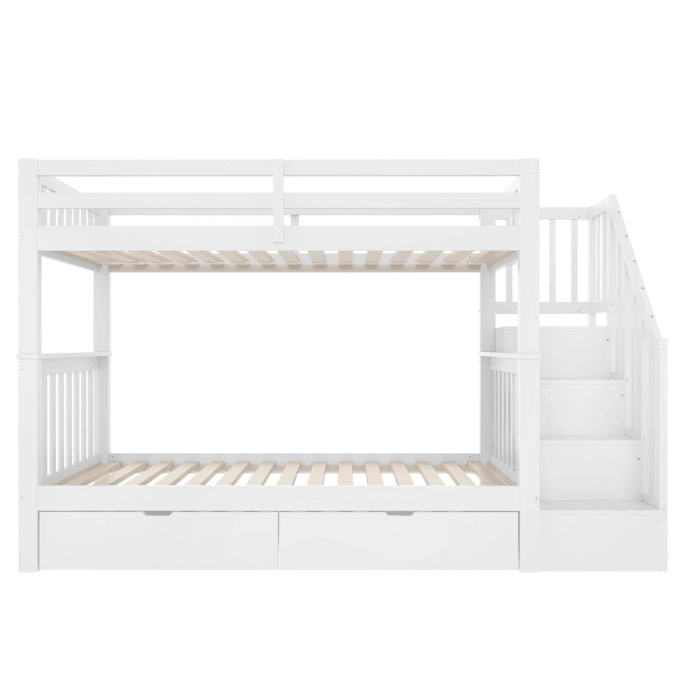 Letto a Castello con Scala e Cassetti ¨C Xylo ¨C Bianco 90x200