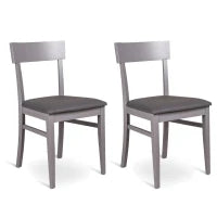 E-STYLO Sedia in legno laccato grigio scuro con seduta rivestita in similpelle, imbottita, 44cm X 45cm H. 82cm.