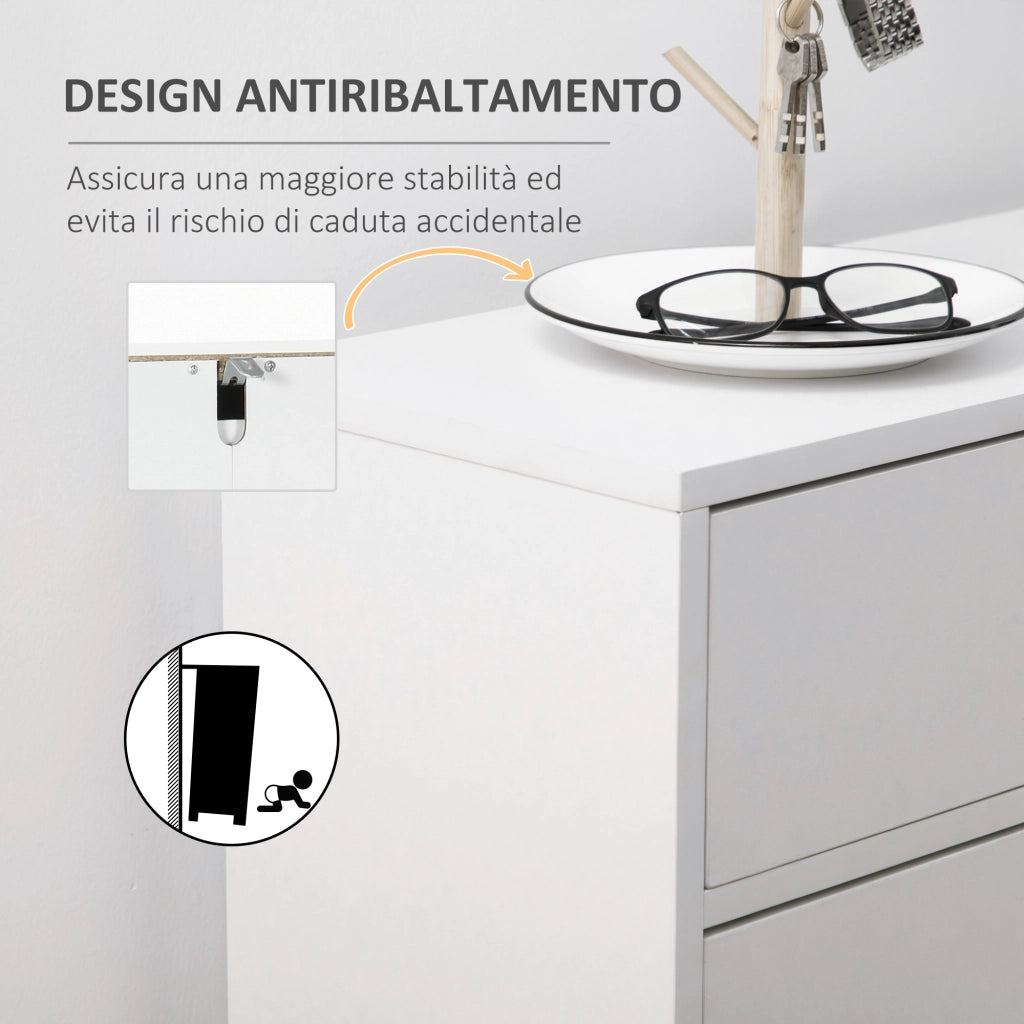 Mobile Scarpiera Moderno con 2 Ante a Ribalta e Cassetto ¨C zephmum ¨C Bianco 76x26x110 cm