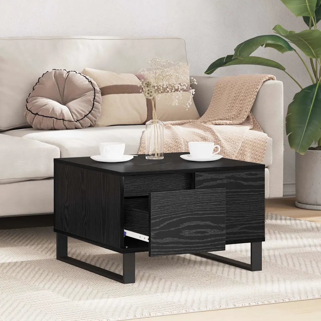 Tavolino da salotto con cassetto Rovere Nero 55 x 55 x 36,5 cm 881665