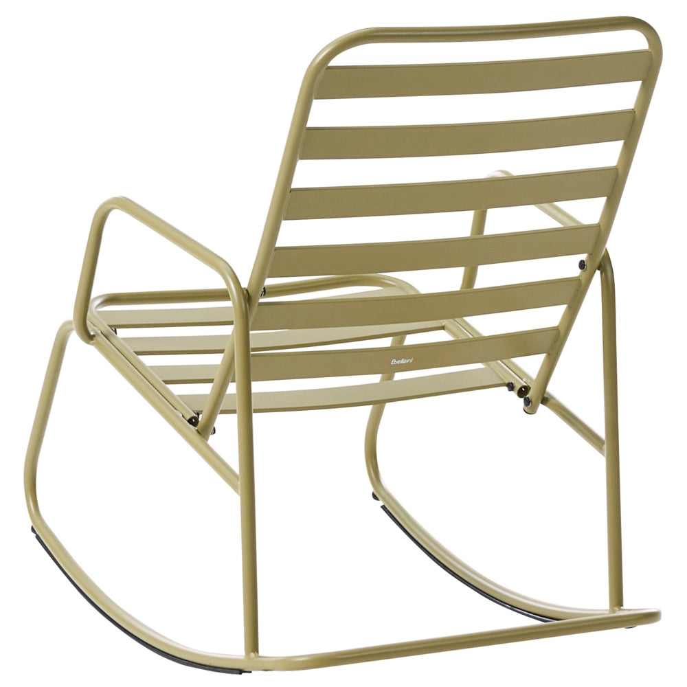 Sedia a dondolo da giardino verde oliva alluminio a doghe Design moderno per esterni