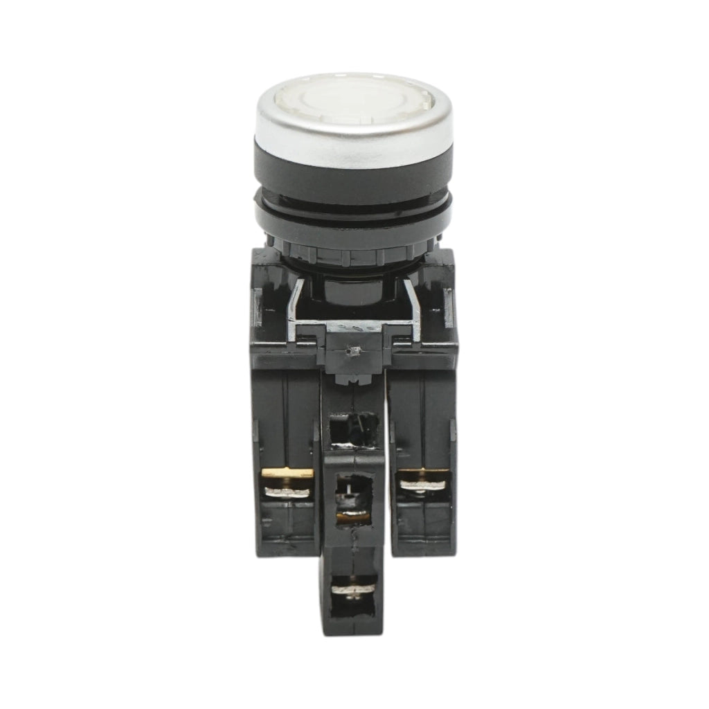 Pulsante di comando illuminato 220V AC LED bianco con ritorno 1NO+1NC, 10A/600V AC, 1A/250V DC LA42 Breckner Germany