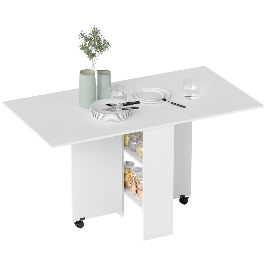 Tavolo da pranzo allungabile pieghevole ¨C zephmum ¨C bianco, 140x75x74cm