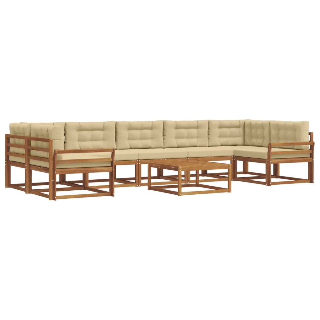 Set di divani da esterno con cuscino 8 pcs Naturale e Beige 3367336